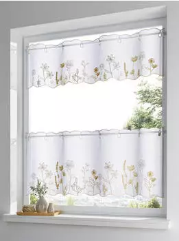 Heine Scheibengardine weiß-beige 60x120 cm Polyester