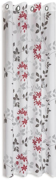 Gerster Vorhang Bina (1 Stück) mit Ausbrenner Blumendesign weiß-rot-grau