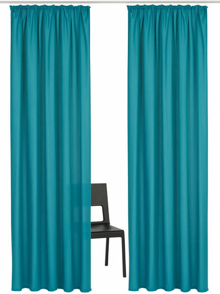 Home Affaire Parry Vorhang 2-Stk. Kräuselband blickdicht monochrom basic 140x145cm aquablau