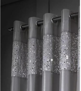 Catherine Lansfield Glitzy Eyelet Curtains, Grey