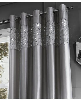 Catherine Lansfield Glitzy Eyelet Curtains, Grey (229 x 229cm)