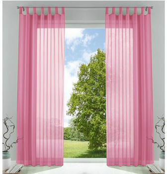 Gardinenbox 2er Set Schlaufenschal Voile transparent 245x140cm rosa