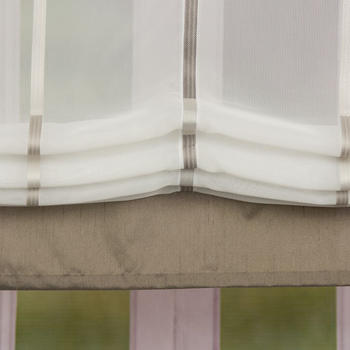 schöner leben Raffrollo Schlaufen weiß transparent mit braunen Streifen 120x140cm