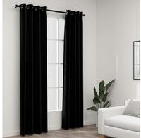 vidaXL Verdunkelungsvorh&auml;nge &Ouml;sen Leinenoptik 2 Stk. Schwarz 140x225cm