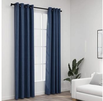 vidaXL Linen-effect blackout curtains 2 pcs. 140x245 cm blue (321178)