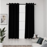 vidaXL Verdunkelungsvorh&auml;nge &Ouml;sen Leinenoptik 2 Stk. Schwarz 140x175cm
