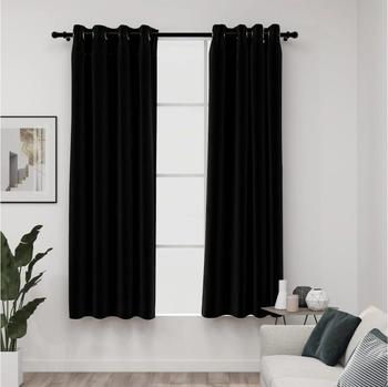 vidaXL Linen-effect blackout curtains 2 pcs. 140x175 cm black (321152)