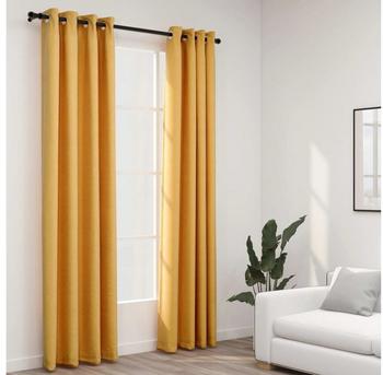 vidaXL Linen-effect blackout curtains 2 pcs. 140x245 cm yellow (321194)