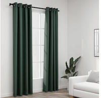 vidaXL Verdunkelungsvorh&auml;nge &Ouml;sen Leinenoptik 2 Stk. Gr&uuml;n 140x245 cm