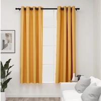 vidaXL Verdunkelungsvorh&auml;nge &Ouml;sen Leinenoptik 2 Stk. Gelb 140x175 cm