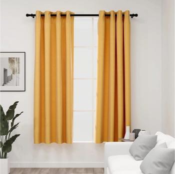 vidaXL Linen-effect blackout curtains 2 pcs. 140x175 cm yellow (321192)