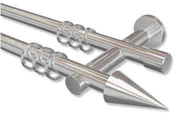Interdeco Vorhangstange Chrom Metall 20mm Platon Savio doppelläufig 140cm (10203712-1412)