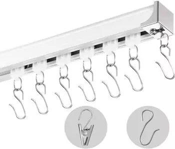 VEVOR Schiebe-Deckenvorhangschienensystem 1,8m 2 Schienen Wei&szlig;