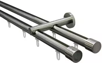 Gardinia Gardinenstangen-Set Isa 2-l&auml;ufig Innenlauf II &Oslash; 20 mm 180 cm Edelstahl