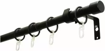 Gardinia Gardinenstangen-Set Cap 1-Lauf Ø 16/19 mm Schwarz-Matt - 120 - 190 cm (23-4212)