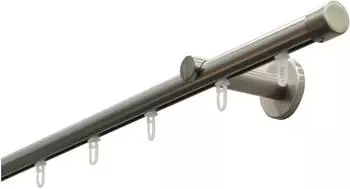 Gardinia Gardinenstangen-Set Isa 1-Lauf &Oslash; 20 mm Edelstahl-Optik - 180 cm (36314)