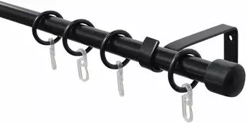 Gardinia Gardinenstangen-Set Cap 1-Lauf Ø 13/16 mm Schwarz (32882)