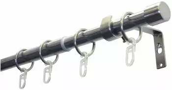 Gardinia Gardinenstangen-Set Cap 1-Lauf &Oslash; 16/19 mm Edelstahloptik - 180 - 310 cm (23-4211)