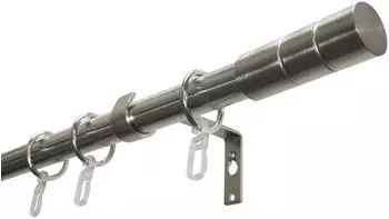Gardinia Gardinenstangen-Set Zylinder 1-Lauf &Oslash; 19 mm Edelstahloptik - 220 cm (32783)