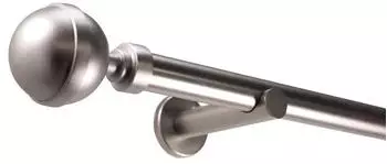 Deco-Raum Gardinenstange nach Ma&szlig; 1-Lauf Kugel &Oslash; 25mm Edelstahl-optik 80cm