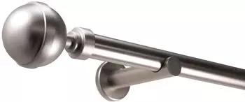 Deco-Raum Gardinenstange nach Ma&szlig; 1-Lauf Kugel &Oslash; 25mm Edelstahl-optik 240cm