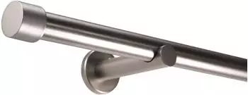 Deco-Raum Gardinenstange nach Ma&szlig; 1-Lauf Kappe &Oslash; 25mm Edelstahl-optik 280cm