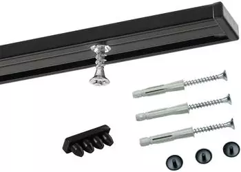 Deco-Raum Gardinenschiene nach Maß 1-Lauf Deckenmontage Minimal Schwarz 70cm