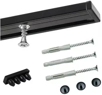 Deco-Raum Gardinenschiene nach Maß 1-Lauf Deckenmontage Minimal Schwarz 310cm