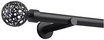 Deco-Raum Gardinenstange nach Ma&szlig; 1-Lauf Kugel &Oslash; 25mm Schwarz 80cm