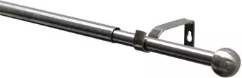 Gardinia Gardinenstangen-Set Kos Ball 1-Lauf &Oslash; 19/16 mm Edelstahl-Optik - 190 - 340 cm (36785)