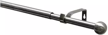 Gardinia Gardinenstangen-Set Kos Ball 1-Lauf &Oslash; 19/16 mm Edelstahl-Optik - 120 - 210 cm (36784)