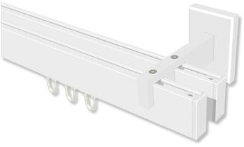 Interdeco Innenlauf-Gardinenstangen wei&szlig; 2-l&auml;ufig eckig/kantig Smartline Paxo 140cm (10212821-1432)