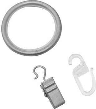 Gardinia Gardinenring mit Haken + Clip Industrial Home silber 10er-Pack (36252)