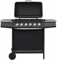 vidaXL Gasgrill mit 6 Flammen Stahl Schwarz