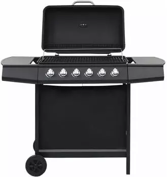 vidaXL Gasgrill inkl. 6 Brennern Stahl schwarz