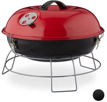 Relaxdays Portable charcoal barbecue 36 cm red