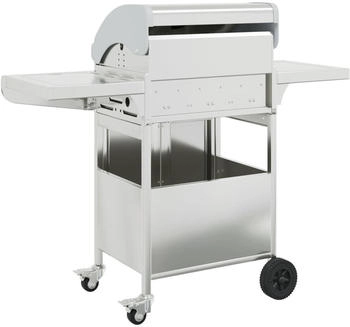 vidaXL Gasgrill mit 4 Flammen Silbern Edelstahl