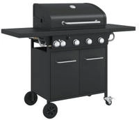 vidaXL Gasgrill mit 5 Flammen Schwarz Pulverbeschichteter Stahl