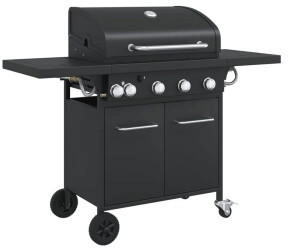 vidaXL Gasgrill mit 5 Flammen Schwarz Pulverbeschichteter Stahl (367585)