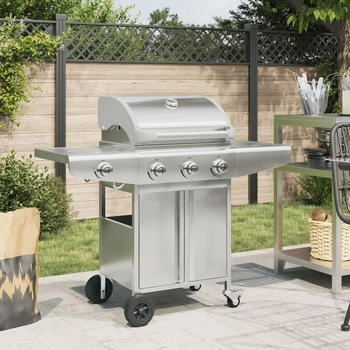 vidaXL Gasgrill mit 5 Flammen Silbern Edelstahl (367591)