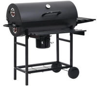vidaXL Grillwagen mit R&auml;dern und Ablagen Schwarz Stahl 115x85x95 cm