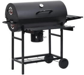 vidaXL Grillwagen mit R&auml;dern und Ablagen Schwarz Stahl 115 x 85 x 95 cm (313636)