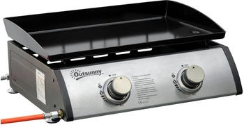 Outsunny Gasgrill mit 2 Brennern 48,5 x 46 x 21 cm Silber