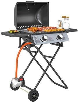 Outsunny Foldable gas barbecue 2 burners with shelves