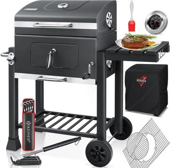 Kesser XL charcoal BBQ with cover and thermometer