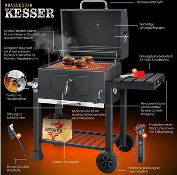Kesser XL charcoal BBQ with cover and thermometer – Präzise Temperaturkontrolle für perfekte Grillergebnisse