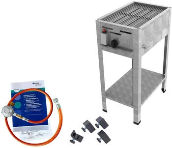 ChattenGlut Gasbräter 1-flammig 3,6kW Standgerät Edelstahlrost mit DGUV silber (4060597944589)