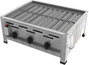 ChattenGlut Professional Gastrobräter 3-flammig Tischgerät 10,8kW und Rost - silber 67802785