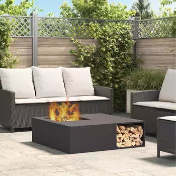 vidaXL Feuerstelle mit Holzlager Schwarz Stahl (859000) – Stahlkonstruktion vereint Stabilität mit Langlebigkeit