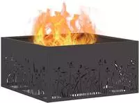 vidaXL Feuerschale Schwarz 60 x 60 x 30 cm Wetterfeststahl